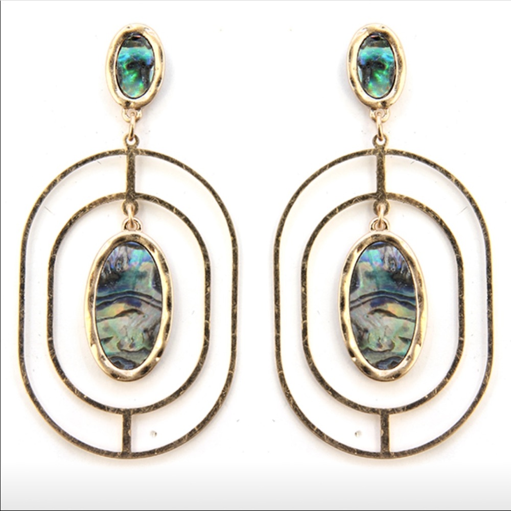 Abalone Stone Statement Earrings